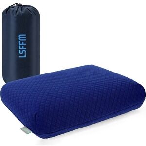 Memory Foam Travel Pillow Compact Foldable Camping Plane Backpacking Blue
